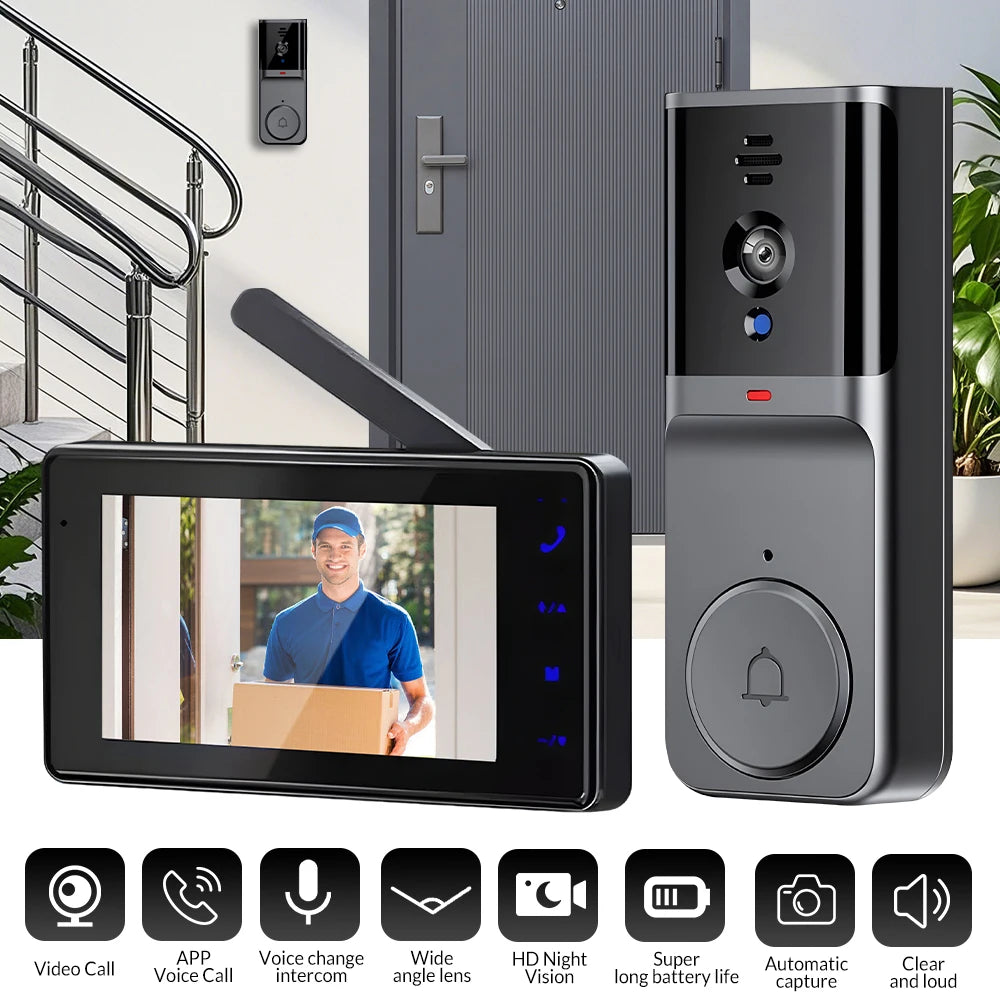 Wireless Video Doorbell Intercom With Two-Way Audio and Night Vision