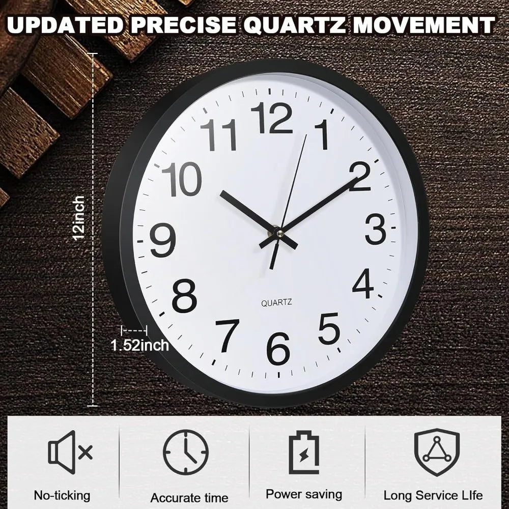 8 Pack Silent Classroom Wall Clocks Battery Operated Quartz Analog