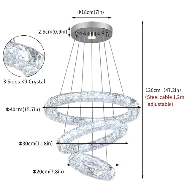 GreeLustr Modern Crystal Ring Chandelier For Dining Room Lighting