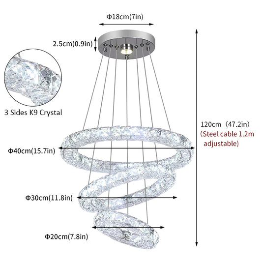 GreeLustr Modern Crystal Ring Chandelier For Dining Room Lighting