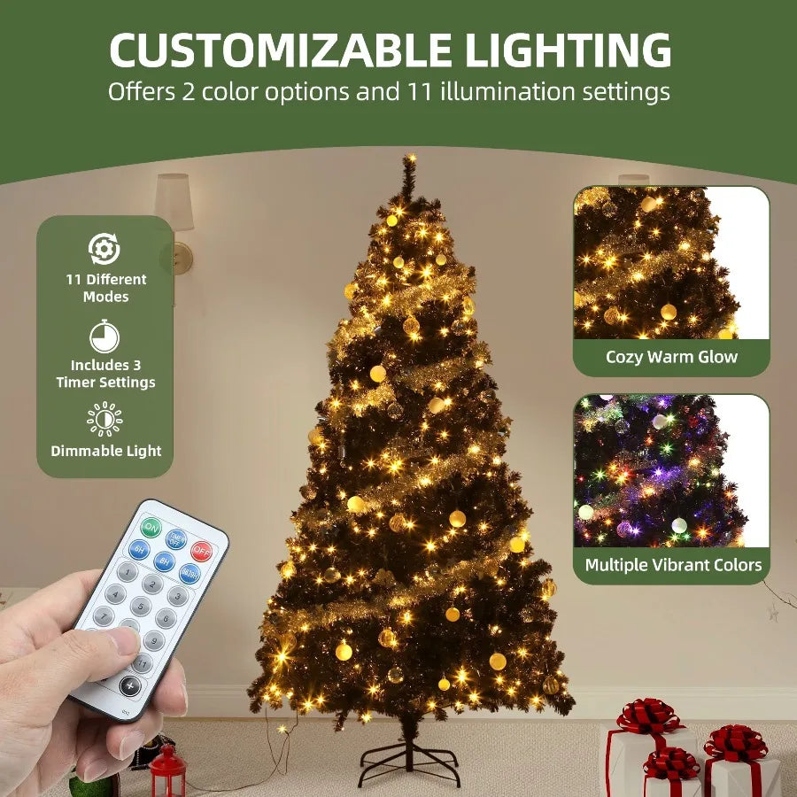 Uforic Pre Lit Artificial Pine Christmas Tree with Remote Control