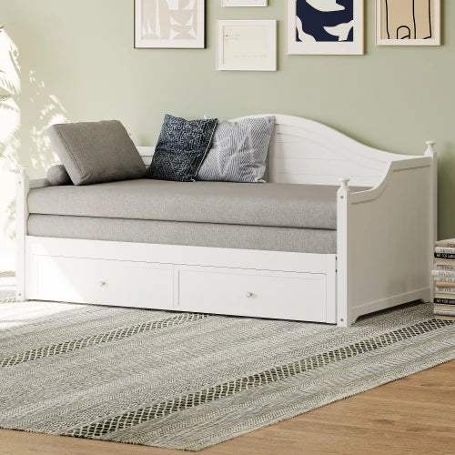 Wood Daybed With Storage Drawers Sofa Bed For Living Room