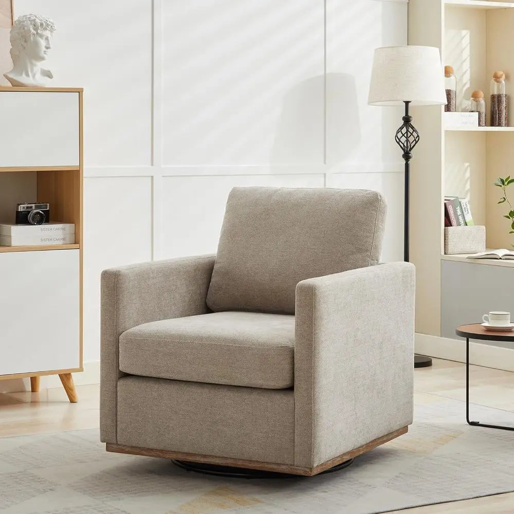 Swivel Accent Chair With Wavy Chenille Upholstery For Living Room