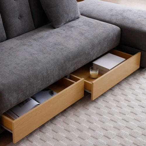 Folding Sofa Bed With Storage Drawers And Pull Down Table