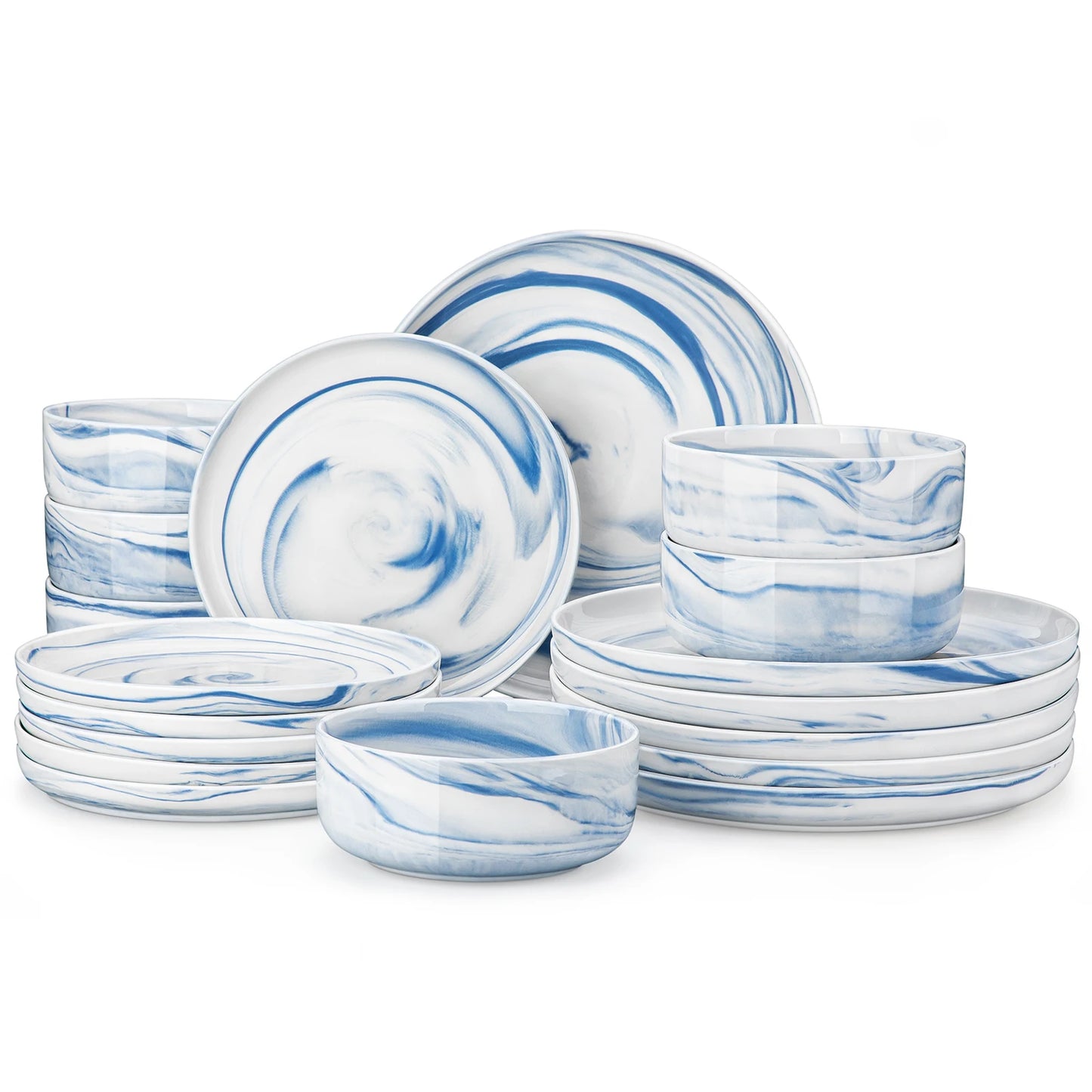 Malacasa Ceramic Dinnerware Set Round Porcelain Plates And Bowls