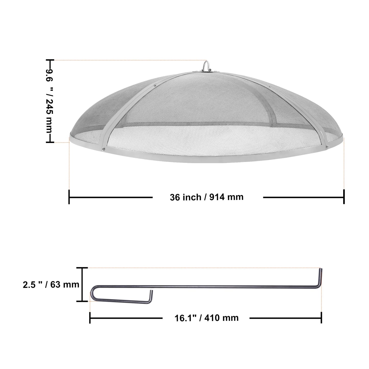 SucceBuy Firepit Spark Screen Lid Outdoor Fire Pit Ring Cover