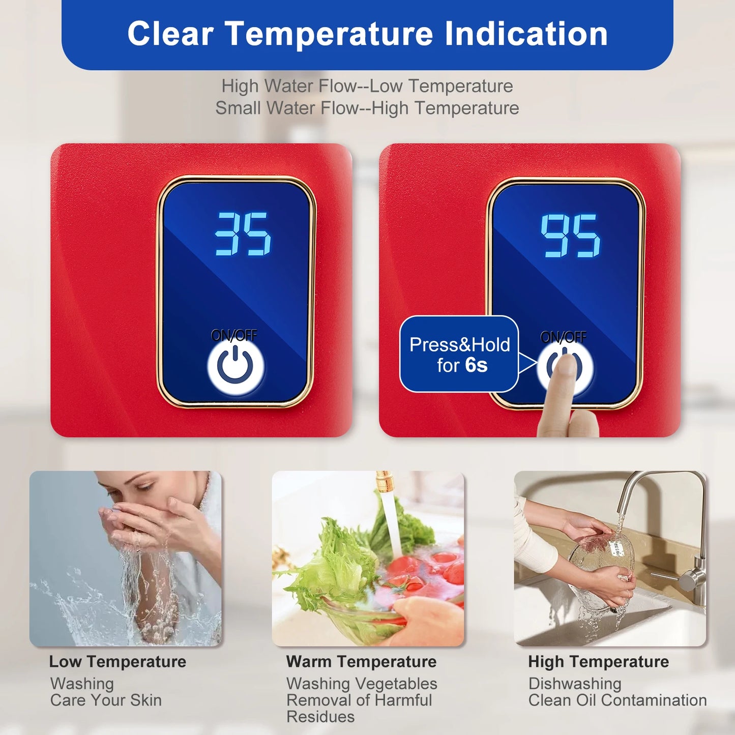 Sweetmile 3000W Instant Tankless Water Heater With Digital Display
