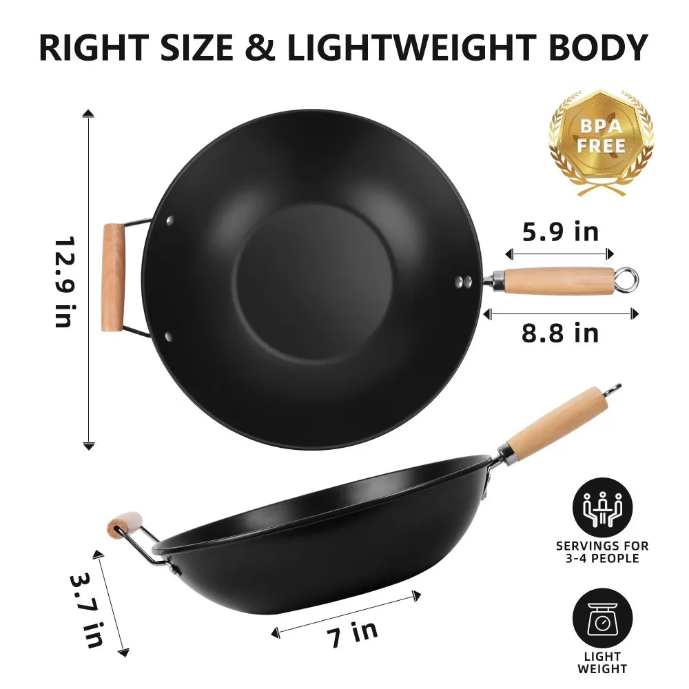 Mainstays Carbon Steel Nonstick Wok With Easy Clean Hand Wash
