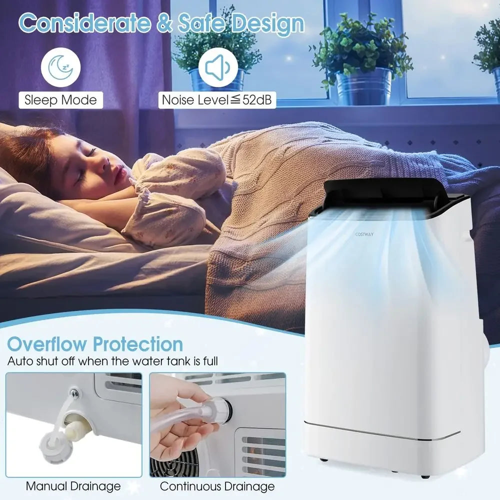 15000 BTU Portable Air Conditioner With Heat Auto Swing Dehumidifier