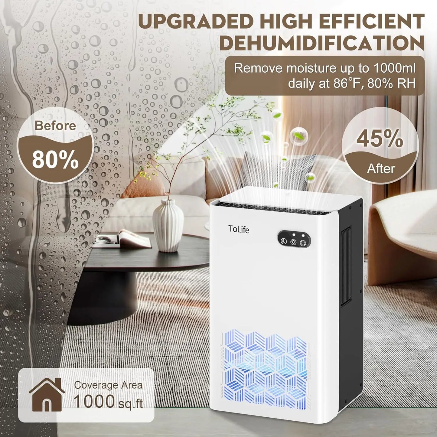 XMSJ Dehumidifier For Home Quiet Auto Shutoff 95 Oz Tank