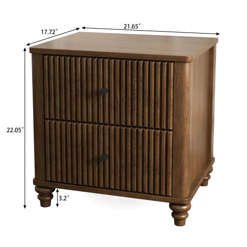 Solid Wood Three Piece Bedroom Set With Bed And Nightstands