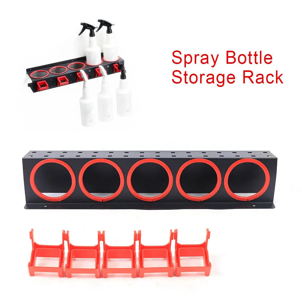 Wall Mounted Spray Bottle Rack Five Hole Car Detailing Organizer