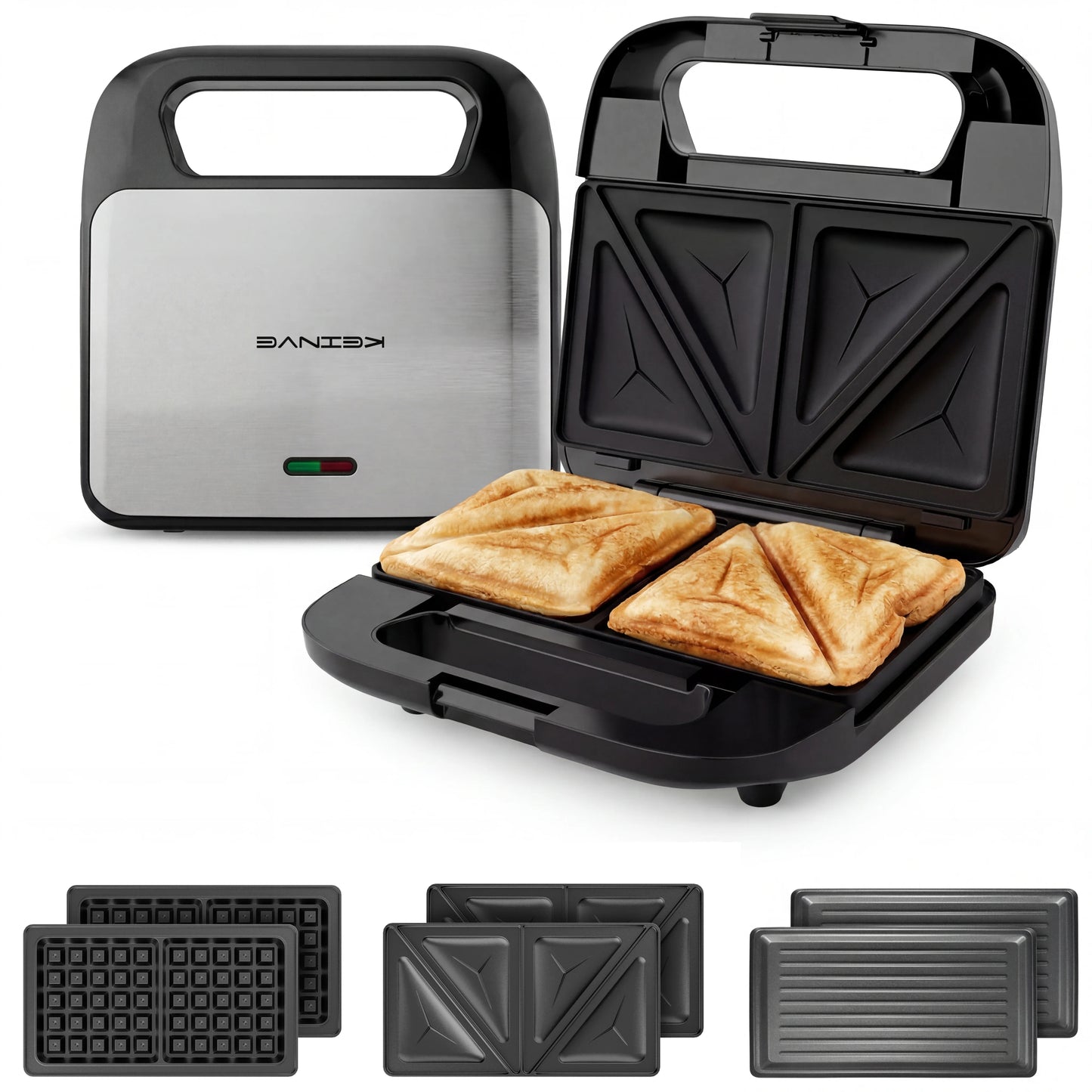 CACHOO Three In One Sandwich Maker Panini Press Waffle Iron
