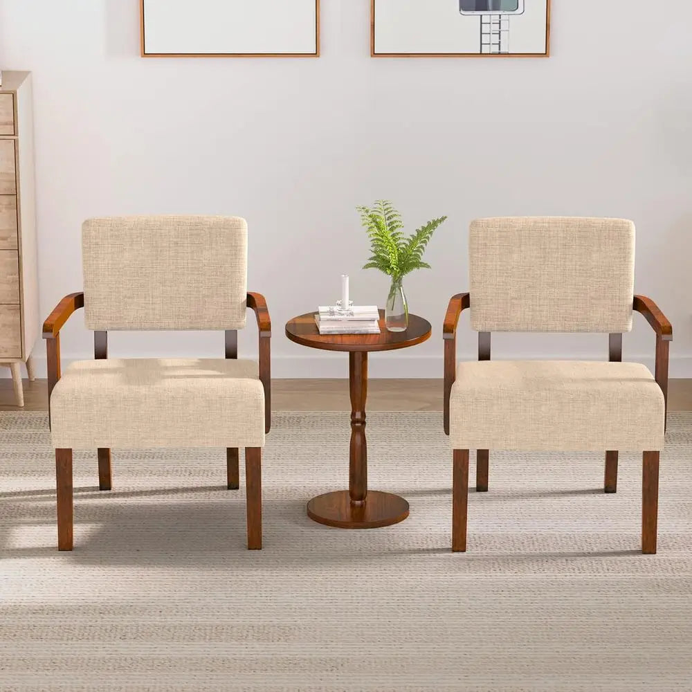 Two Piece Accent Chair Set With Side Table And Armrests