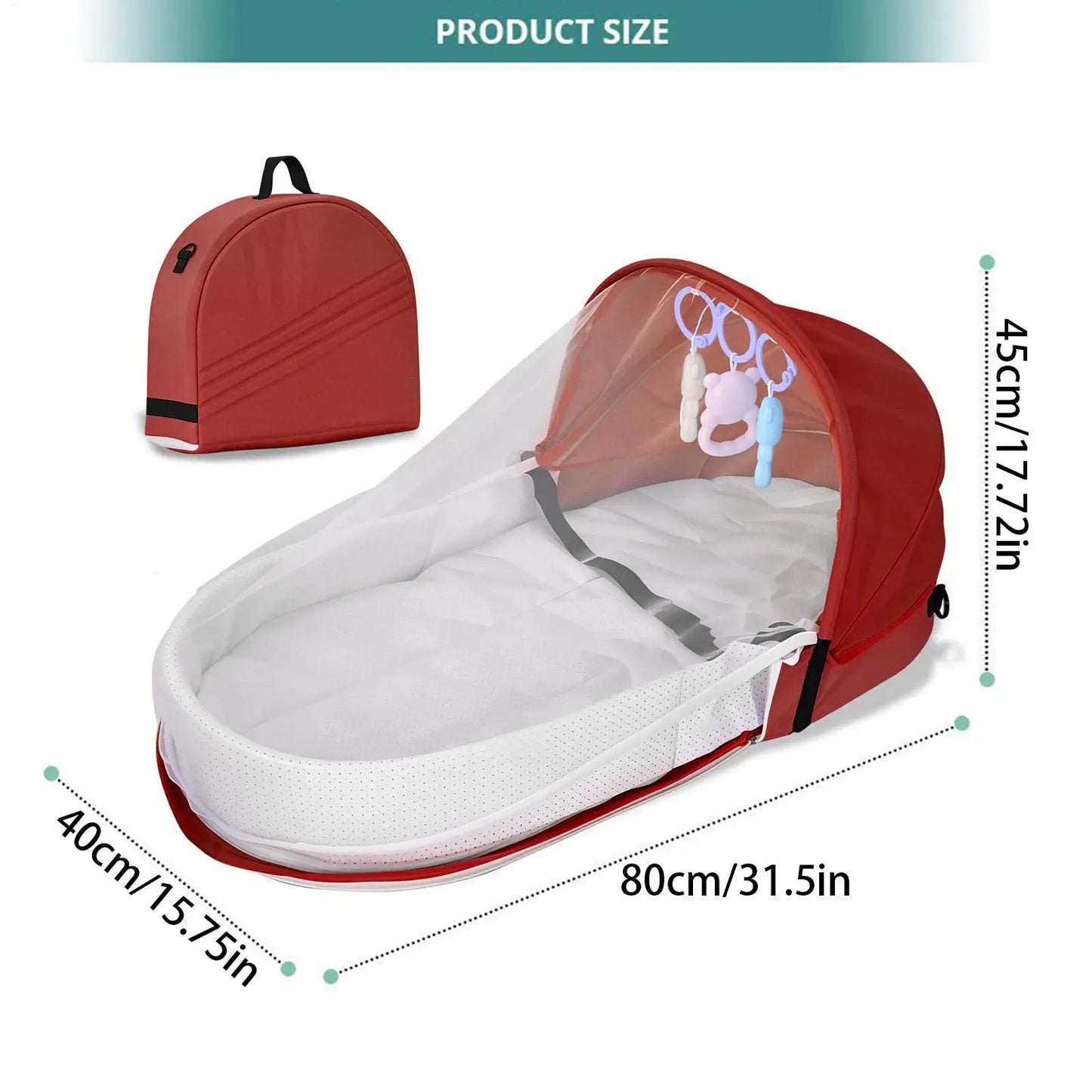Portable Kids Travel Bed Lightweight Crib With Fly Net Camping