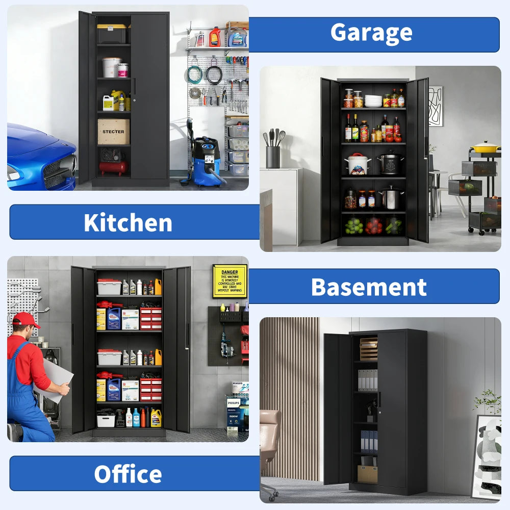 Heavy Duty Metal Garage Storage Cabinet With Doors And Shelves