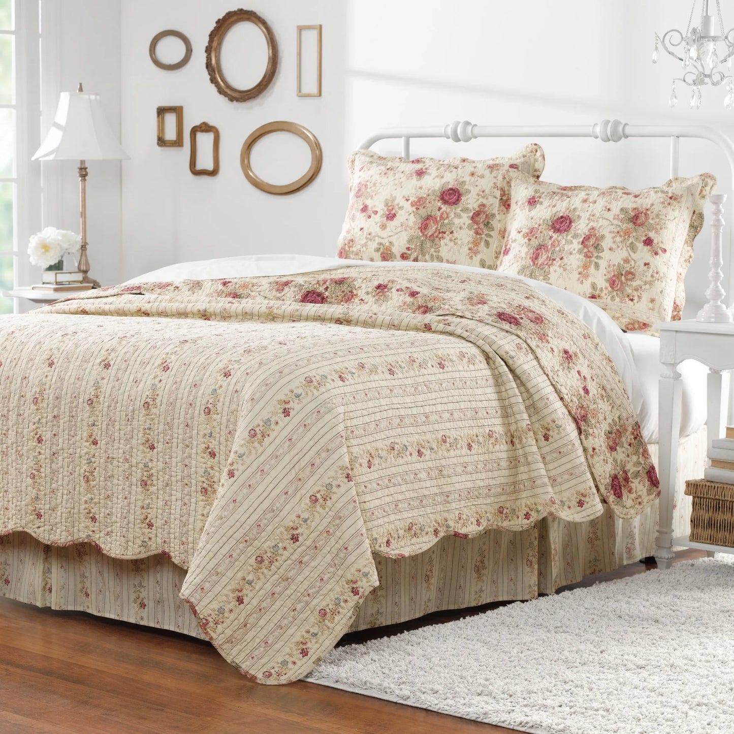 Antique Reversible Quilt Set 2-Piece Soft Bamboo Fiber