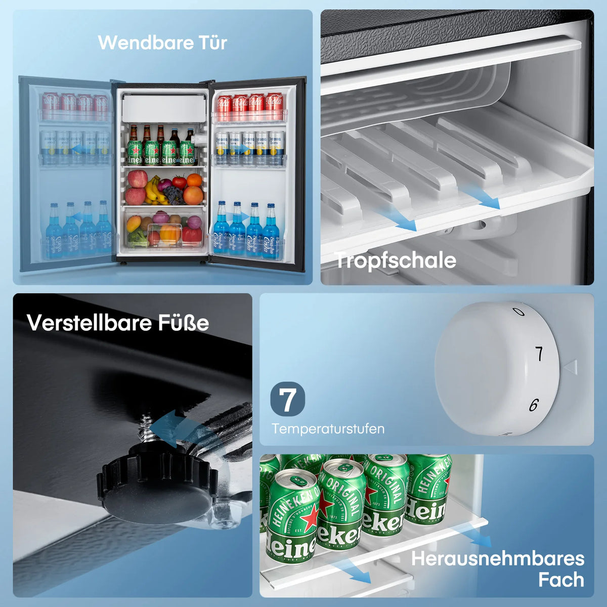 FOHERE Mini Refrigerator With Freezer And Adjustable Thermostat for Home and Office