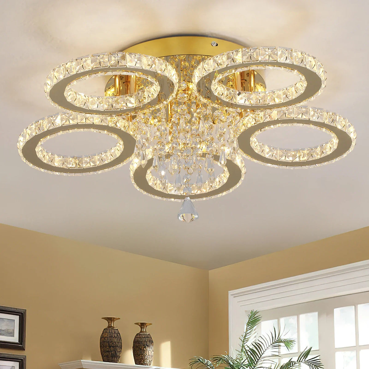 Vetrulus Modern Crystal Led Ceiling Light For Living Room