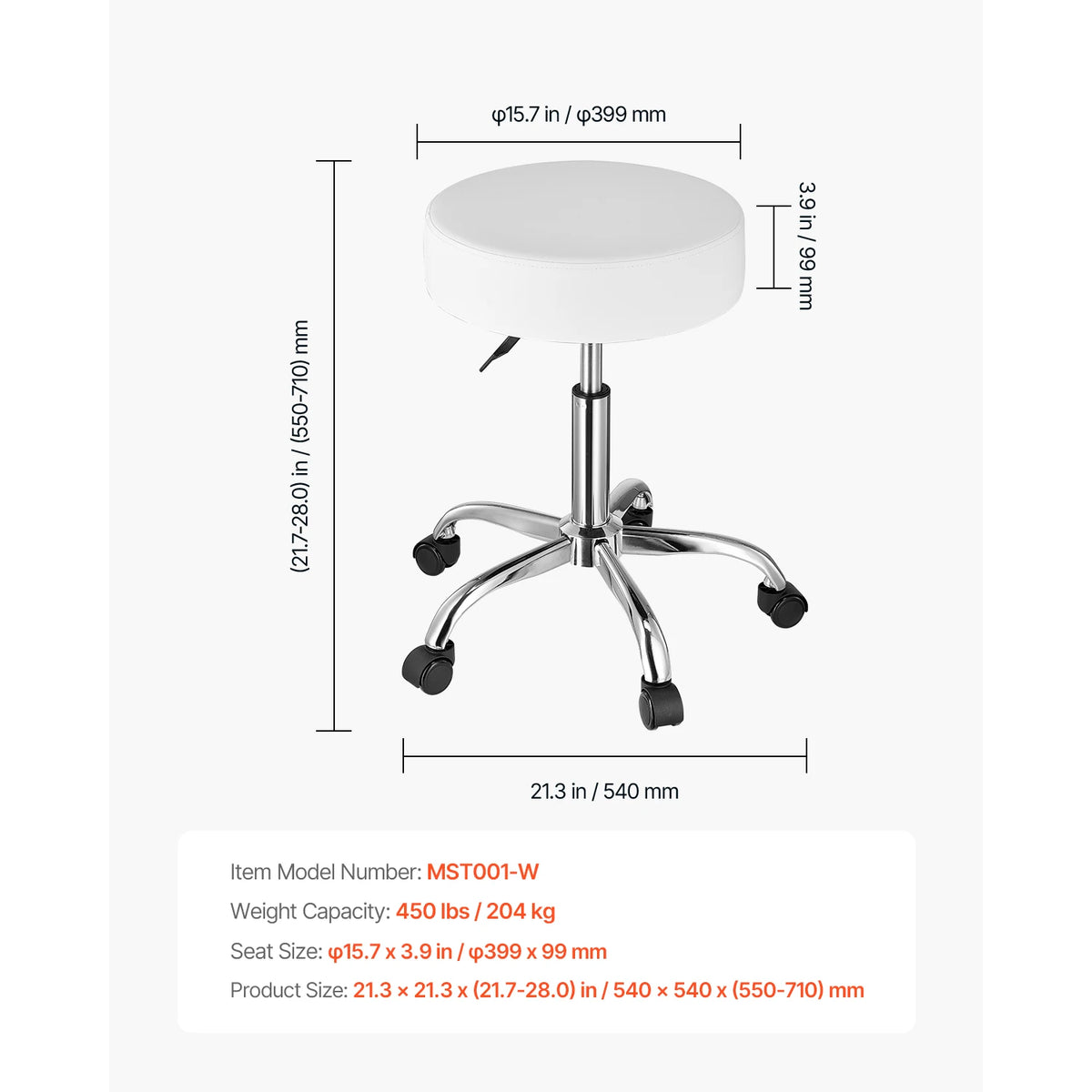 SucceBuy Adjustable Rolling Stool Chair for Salon Spa Tattoo Clinic