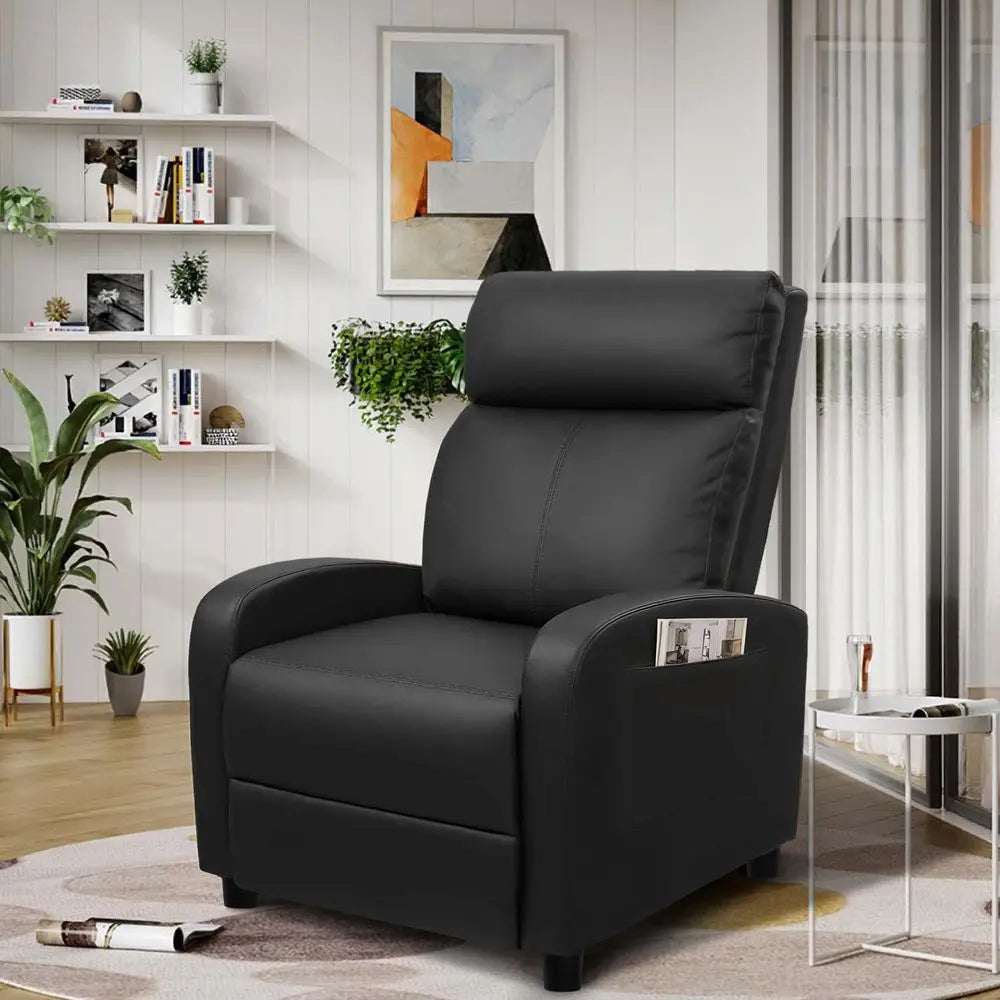 Massage Recliner Chair For Home Theater PU Leather With Cushioned Comfort