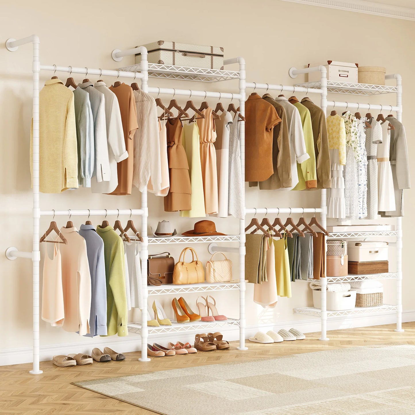 L4 Wall Mounted Industrial Pipe Clothes Rack And Closet Organizer