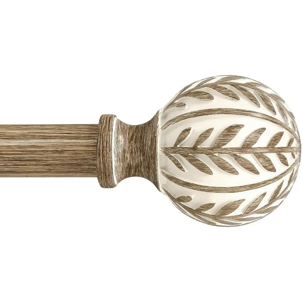 Weathered Wood Iron Curtain Rods Adjustable Heavy Duty Wall Mount