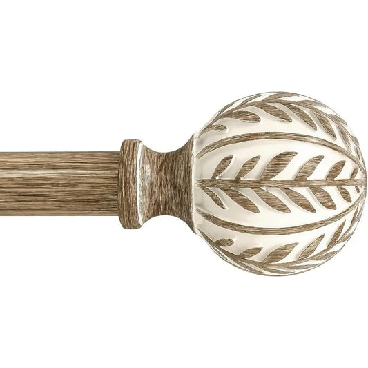 Weathered Wood Iron Curtain Rods Adjustable Heavy Duty Wall Mount