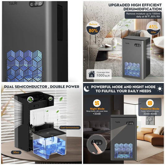 XMSJ Dehumidifier 95 Oz Tank For 1000 Sq Ft Residence