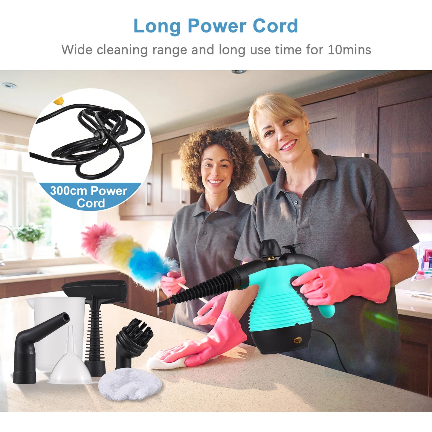 Romellar Portable Handheld Steam Cleaner 1050W High Temperature Pressurized