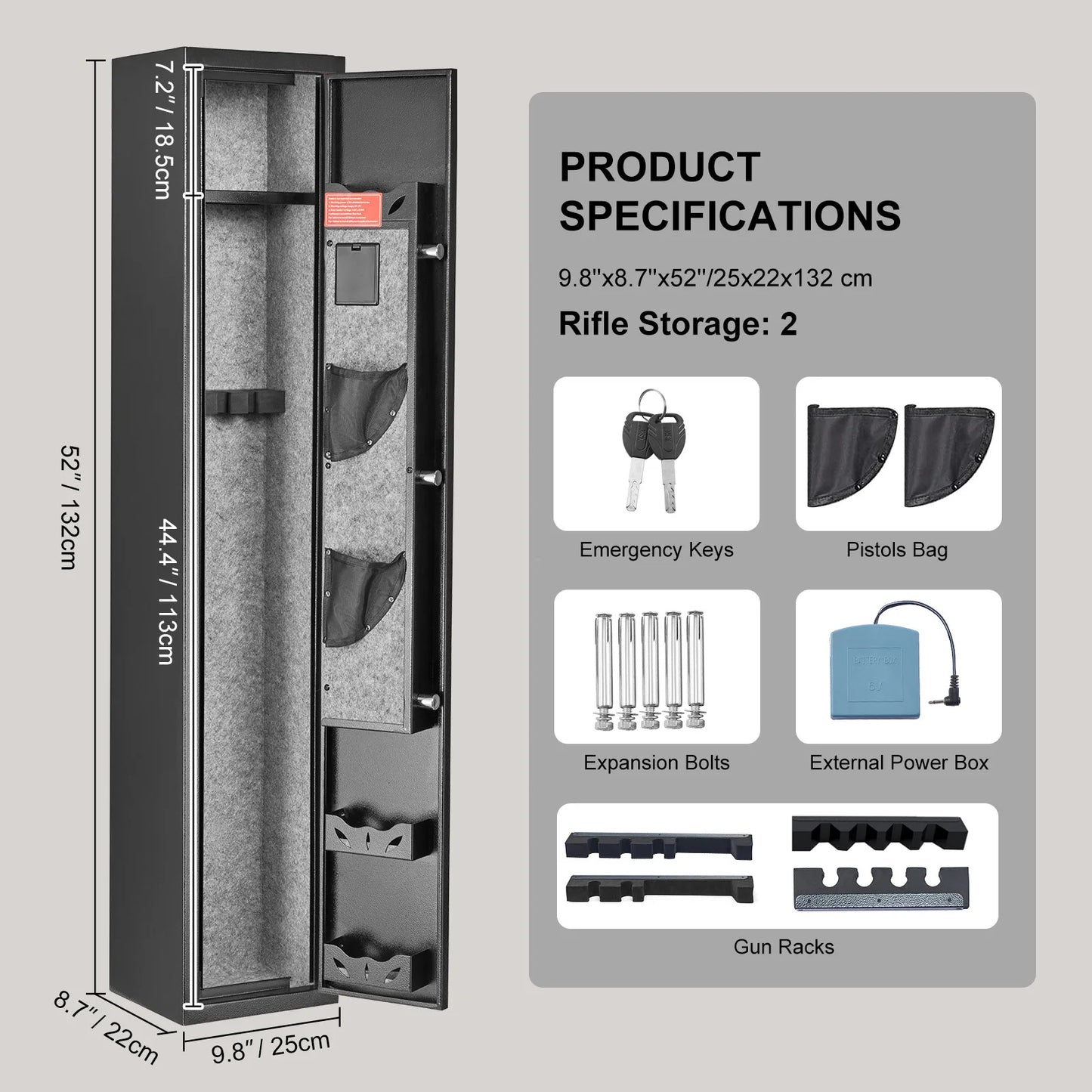 SucceBuy Digital Keypad Gun Storage Cabinet With Removable Shelf