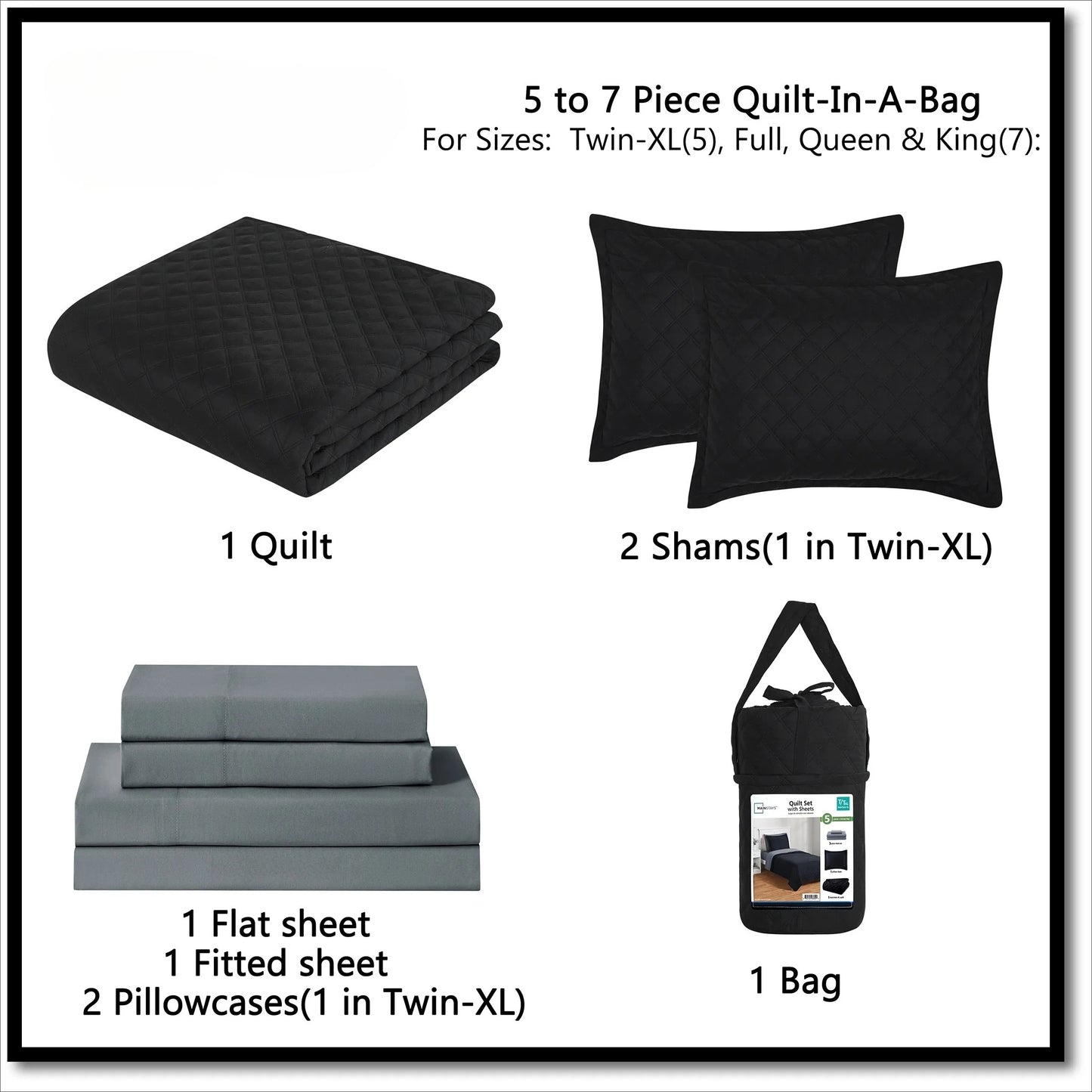 All In One Lightweight Quilt And Sheet Set 5 Piece