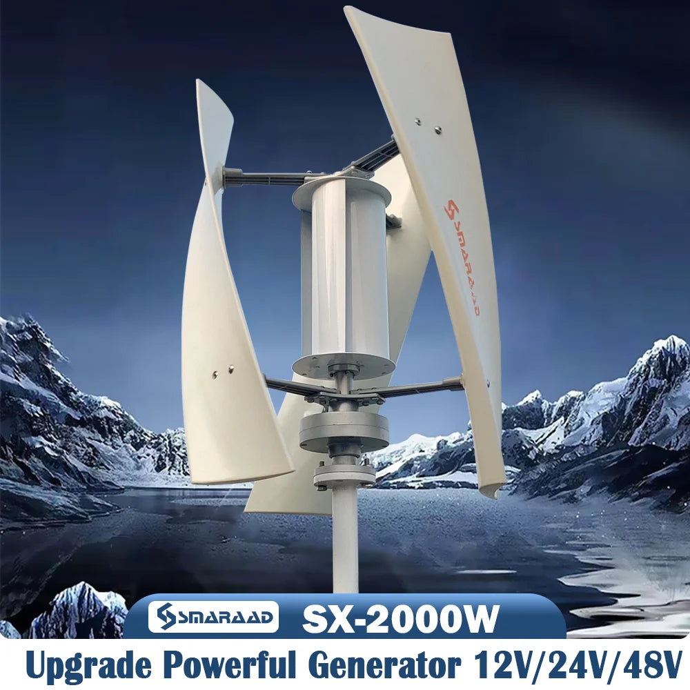 Vertical 2000W Permanent Magnet Wind Generator For Low Wind Start