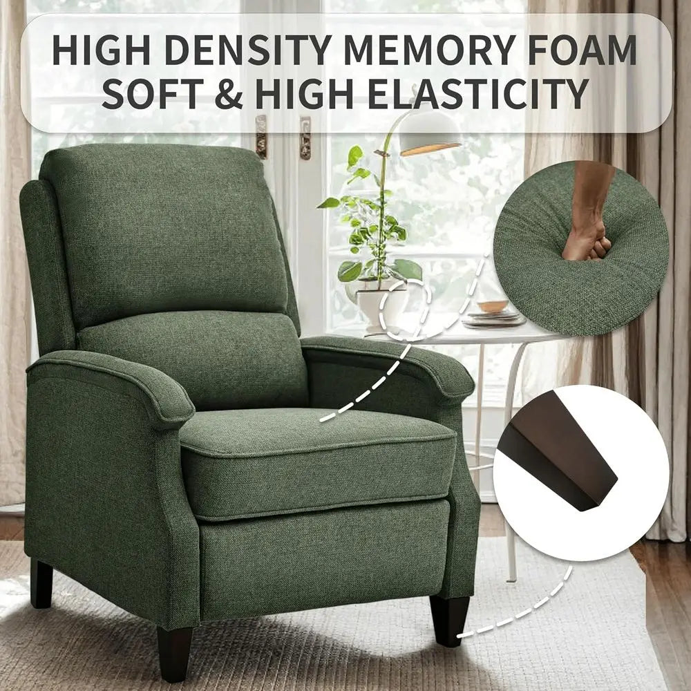 Fabric Recliner Chair With Soft Armrest And Lumbar Support