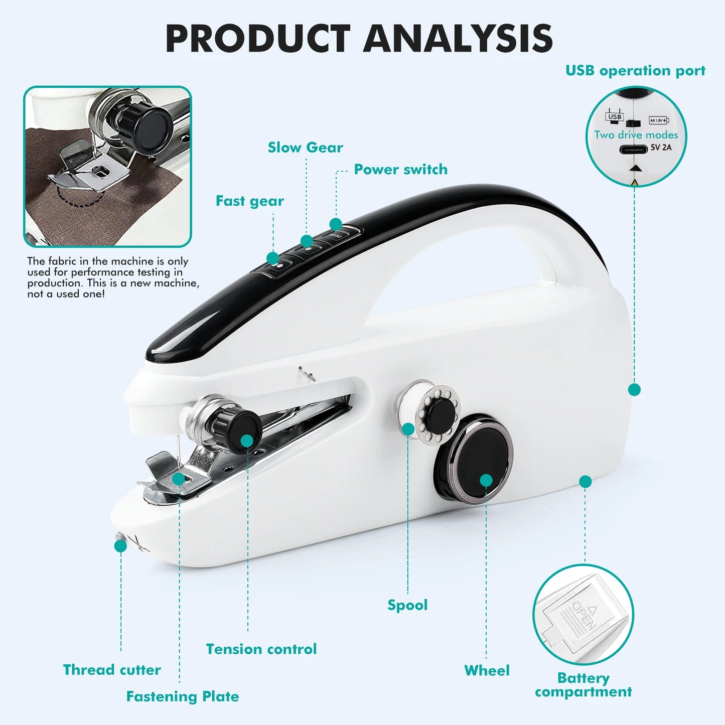 Mini Handheld Portable Electric Sewing Machine With Accessories