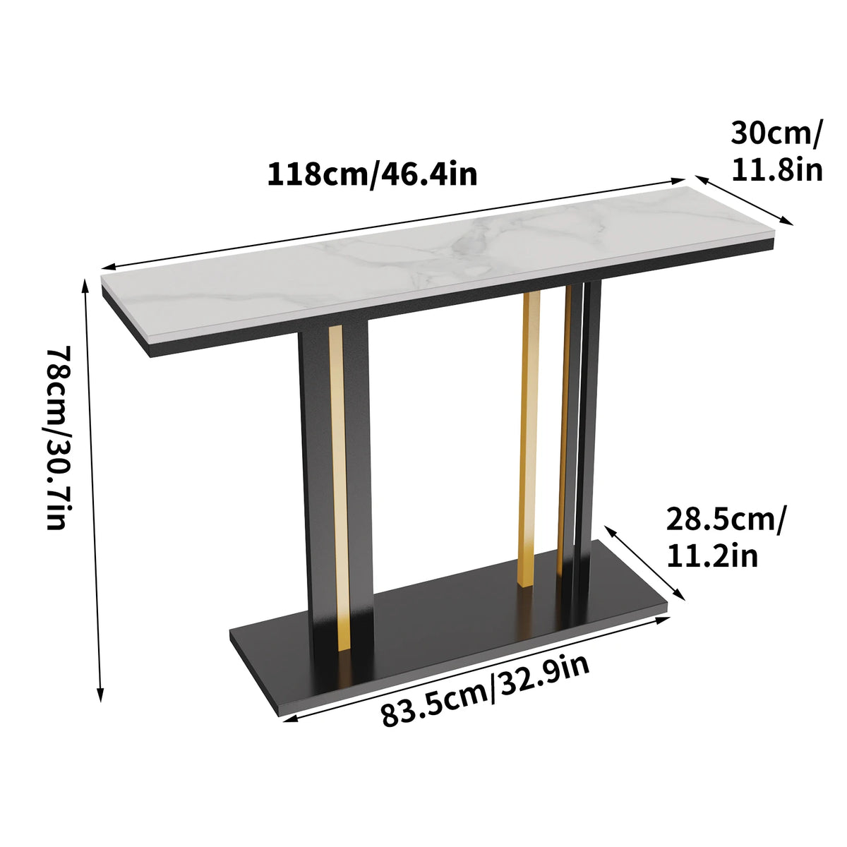 Wisfor Modern Console Table with Stone Top and Pedestal Base