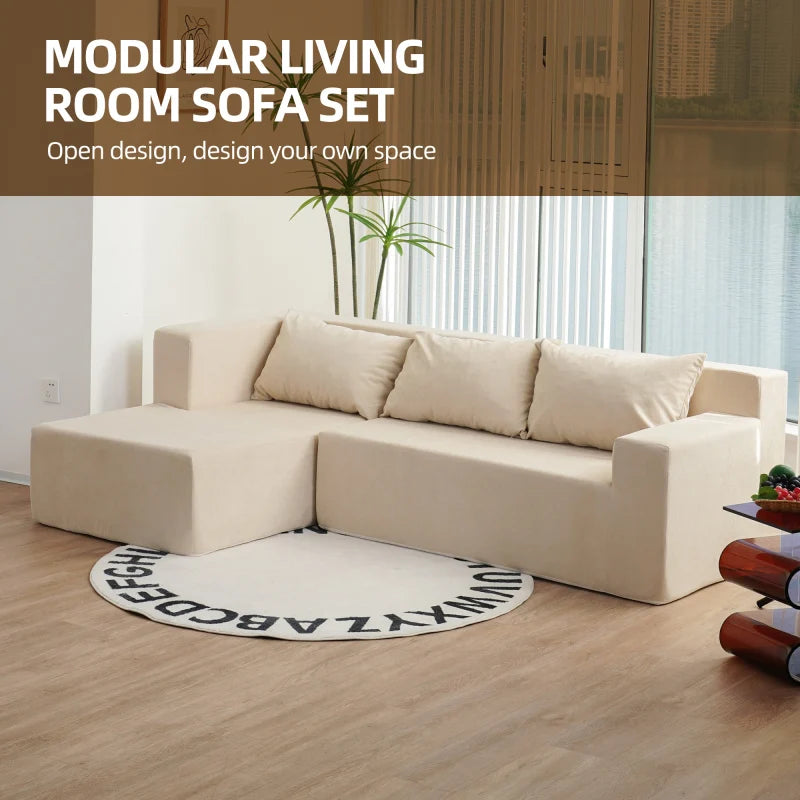 Velvet L Shape Sofa Cover Set With Anti Slip Pillowcases