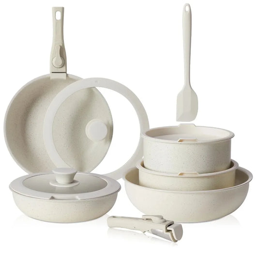 EDX Nonstick Cookware Set With Pots Pans And Detachable Handles