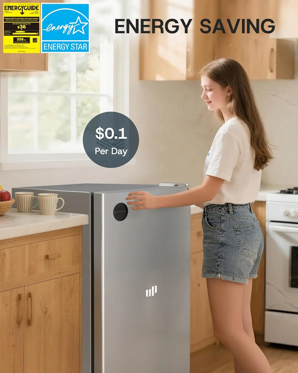 XMSJ All Refrigerator Mini Fridge for Dorm Rooms Energy Efficient