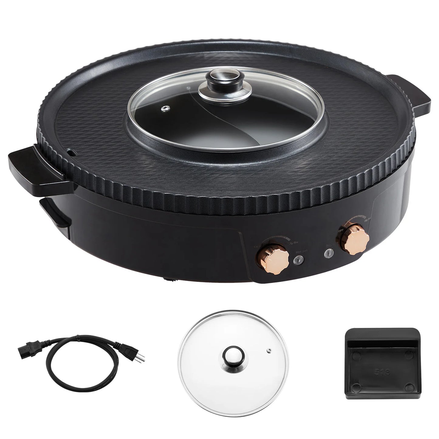 SucceBuy 1800W 2 In 1 Electric Hot Pot Grill Smokeless