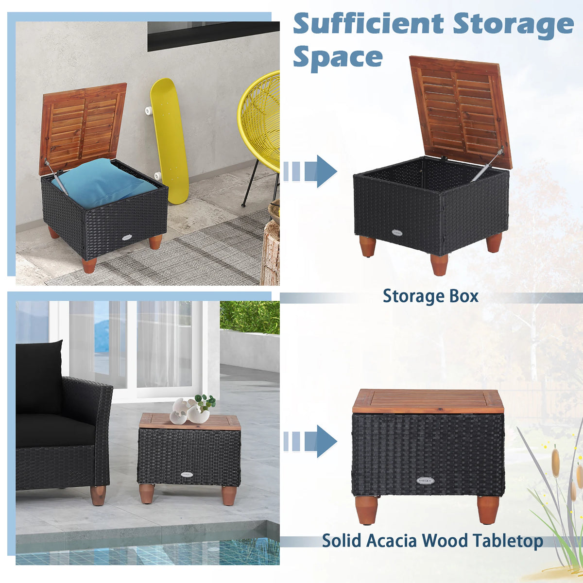 HOMASIS Patio Rattan Furniture Set With Cushioned Sofa And Table