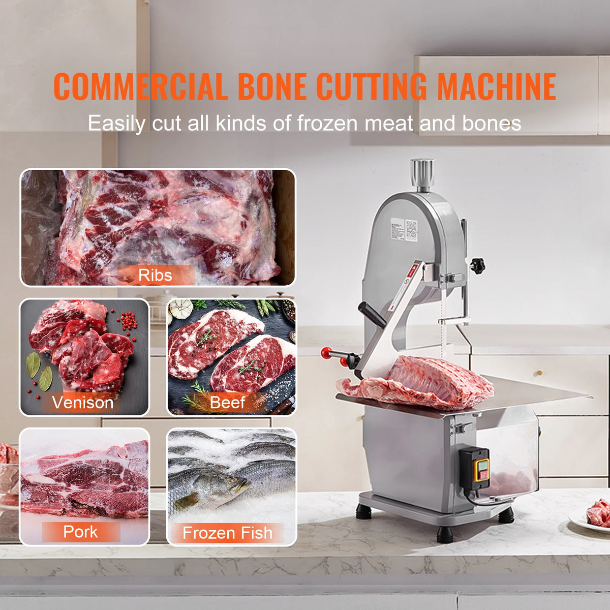 SucceBuy Commercial Electric Bone Cutting Bandsaw for Meat and Kitchen