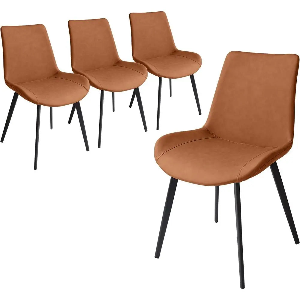 Faux Leather Dining Chairs With Cushioned Seats And Metal Legs