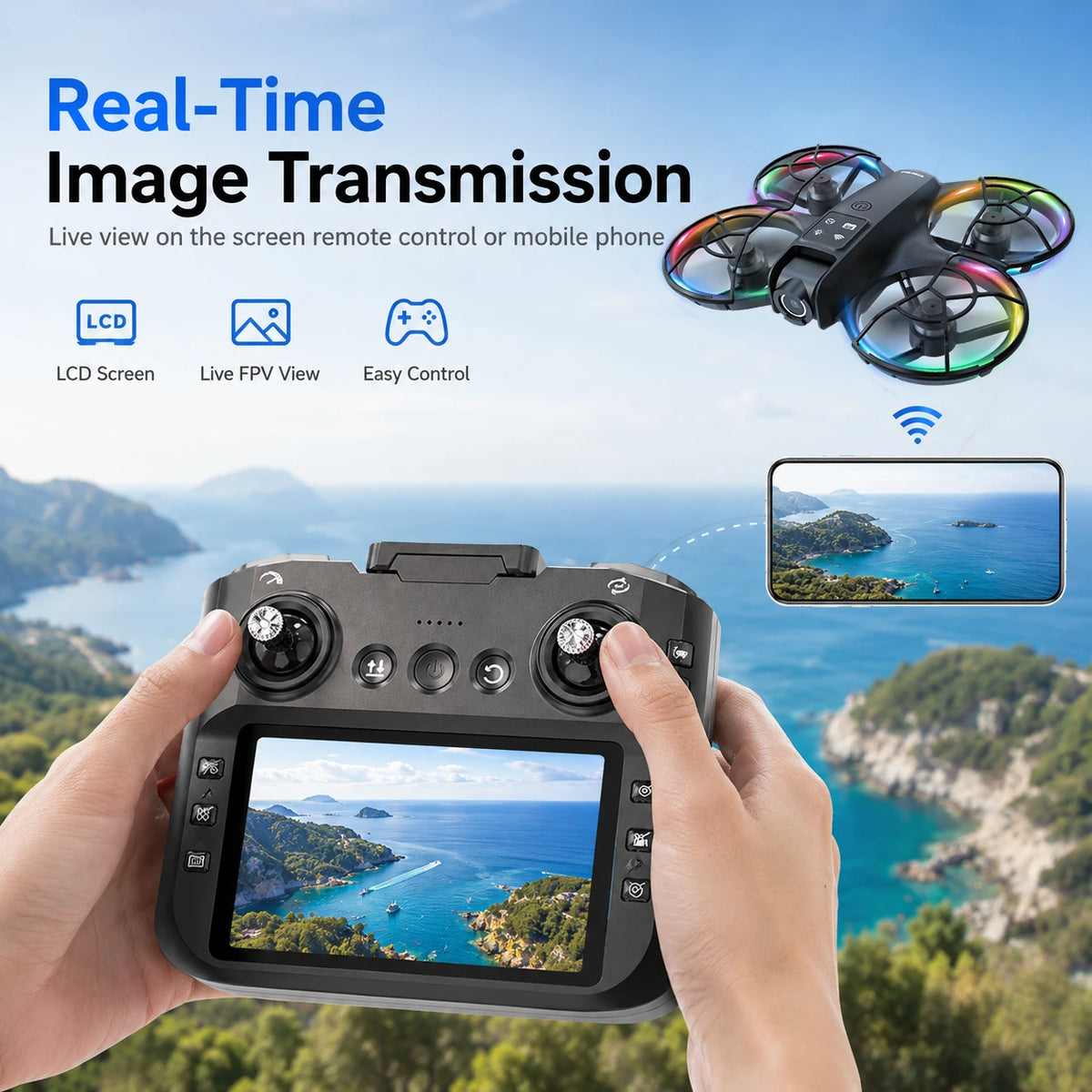 ZNLYRION K200MAX Mini Drone With Adjustable Camera And LCD Remote