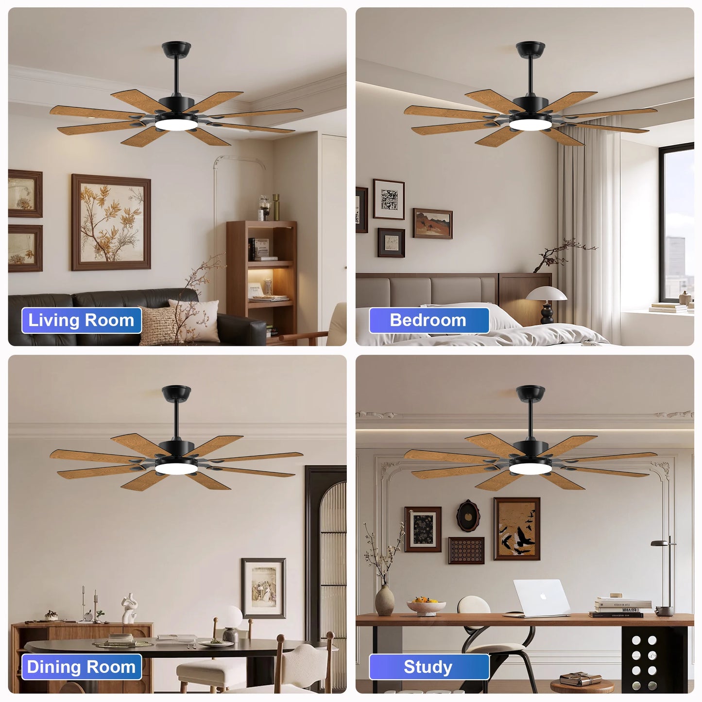 Longree Ceiling Fan With Lights And Remote Control Dimmable