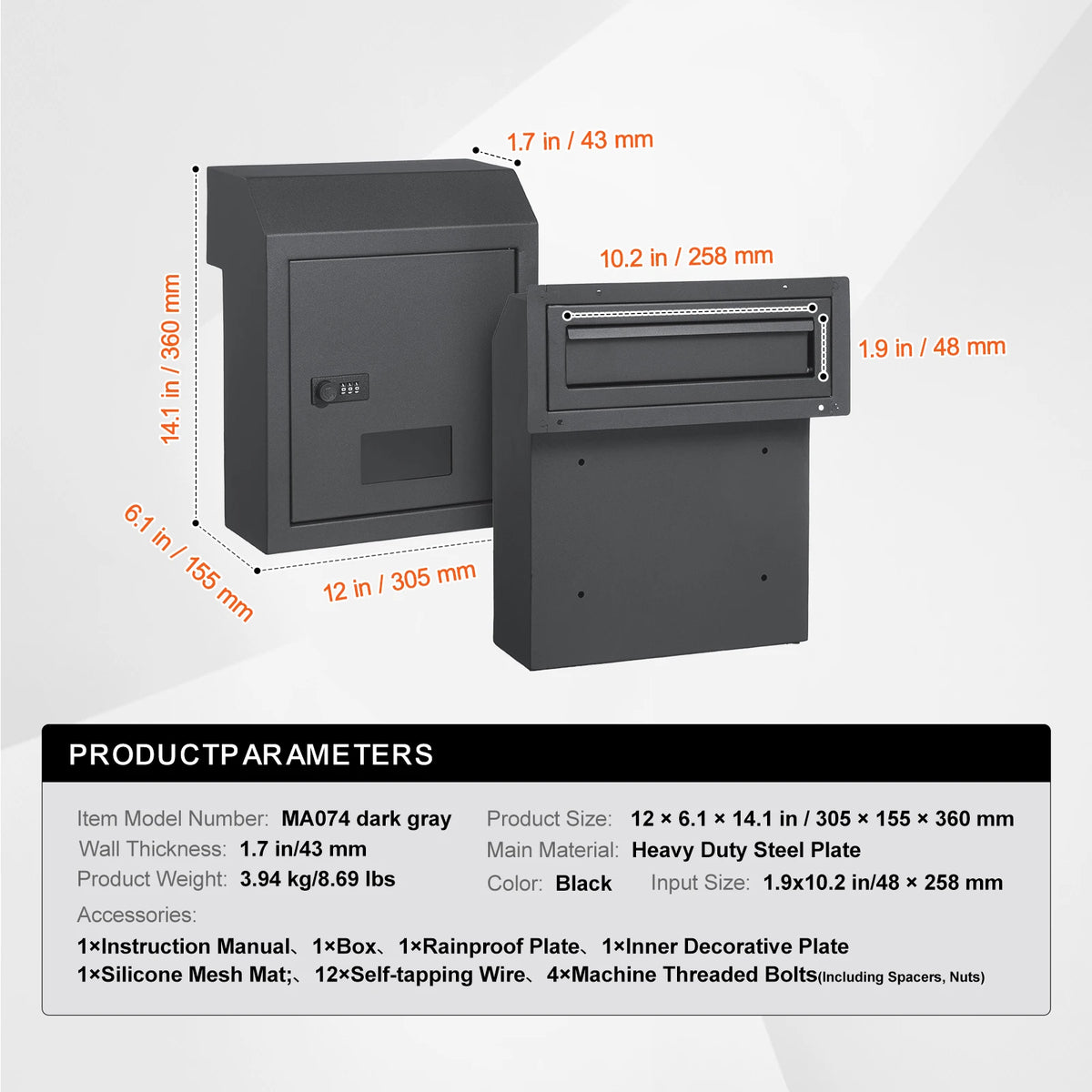 Steel Through The Door Key Drop Box With Combination Lock