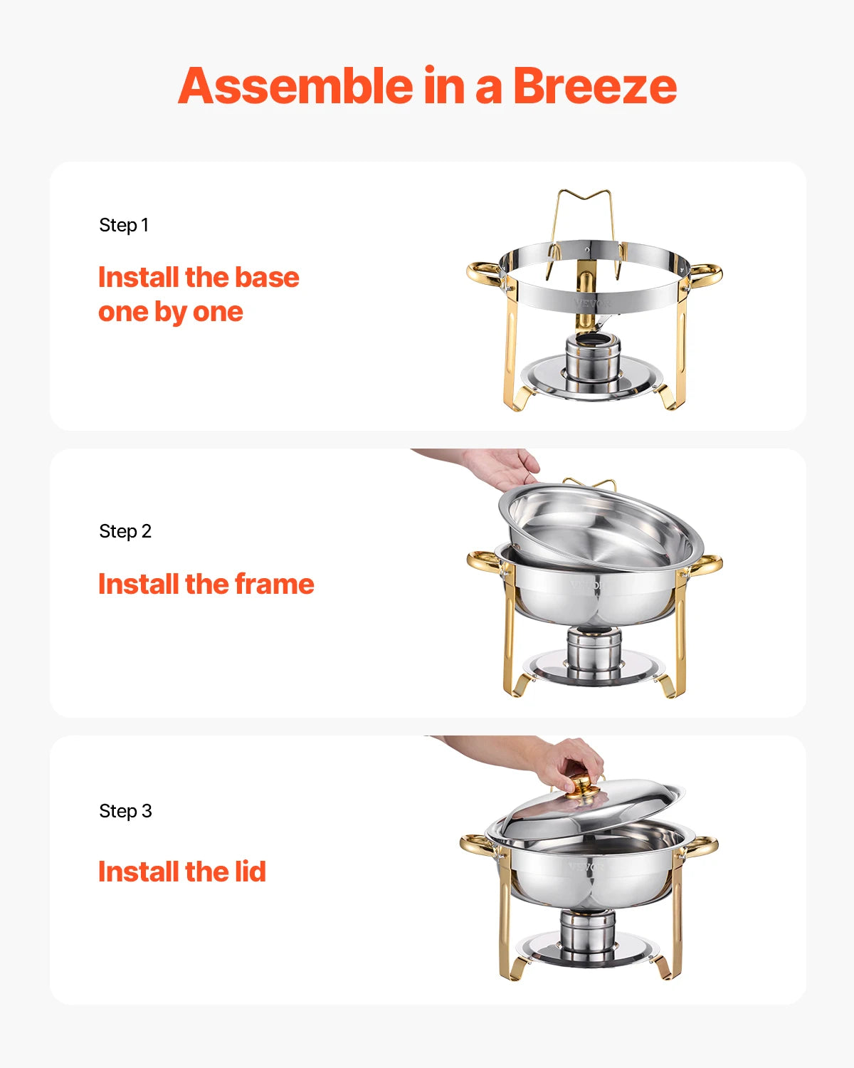 SucceBuy Chafing Dish Buffet Set Stainless Steel With 4 Pans