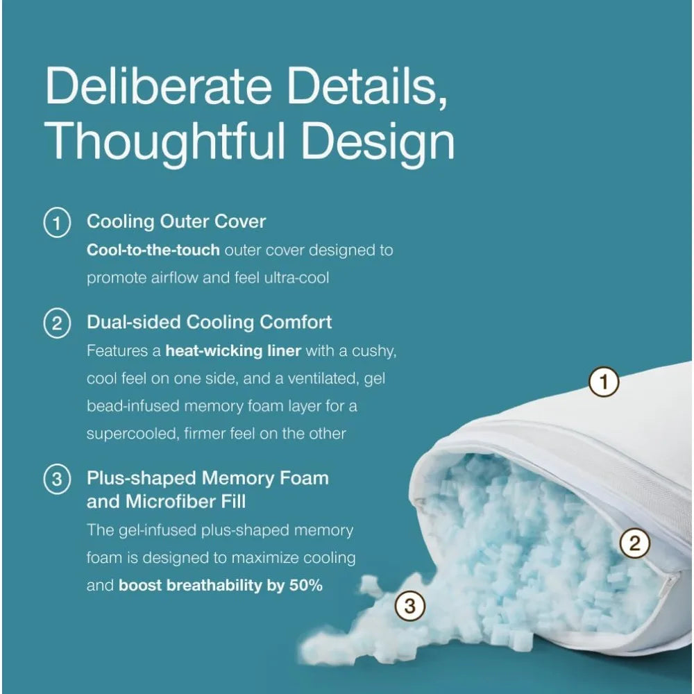Cooling Gel Memory Foam Pillow For Back Neck Support