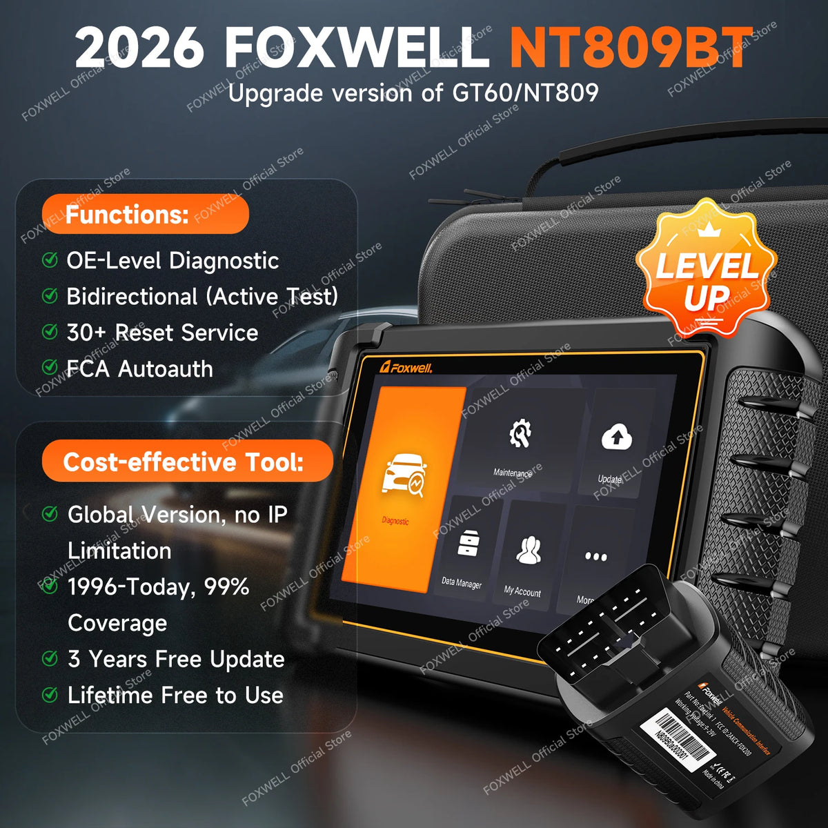 FOXWELL NT809BT Bluetooth All System Bi Directional OBD2 Diagnostic Scanner