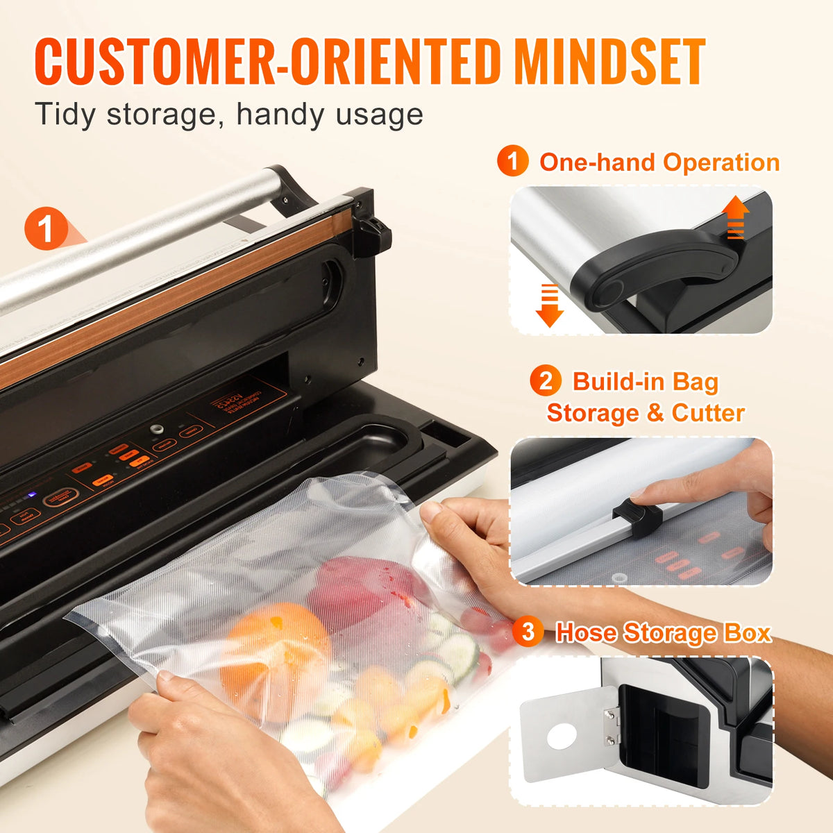 SucceBuy Commercial Automatic Food Vacuum Sealer With Bag Roll Cutter